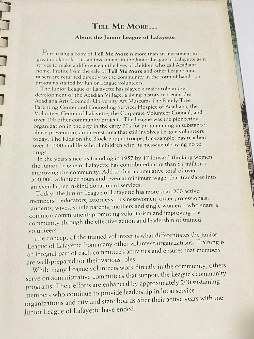 Tell Me More Cajun Cookbook Junior League Lafayette, LA 1993 Spiral Community